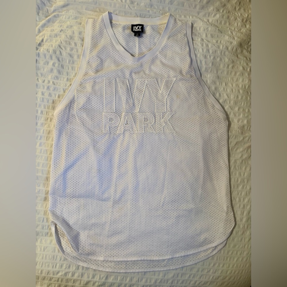 IVY PARK White Mesh Sleeveless Top